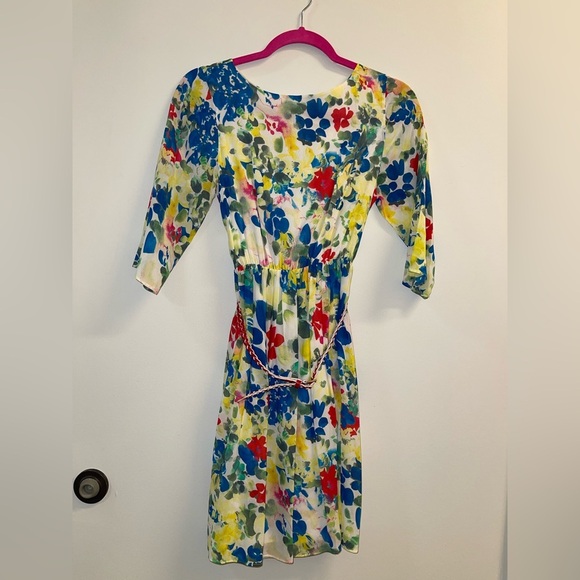 Alice & Olivia floral silk dress size xs - Picture 5 of 9
